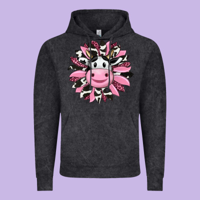 Pink Leopard Sunflower Cow Vintage Hoodie Designed By Ranaportraitstore