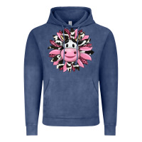 Vintage Denim pink leopard sunflower cow Vintage Hoodie - RanaPortraitStore
