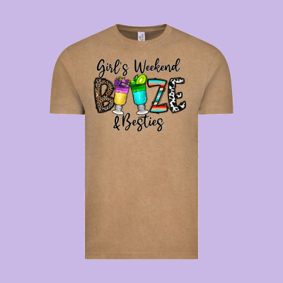 Girl's Weekend Booze & Besties Vintage Tee Designed By Cowhidedigitalart
