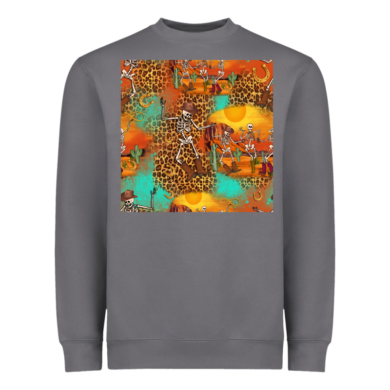 Western Skeleton Seamless Pattern Heavyweight Sweatshirt by HRA Design Shop | Teevron