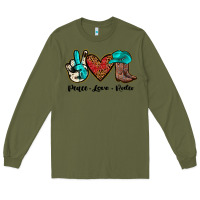 Army Green peace love rodeo Long Sleeve Tee - JahusDesignShop