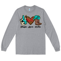 Heather Grey peace love rodeo Long Sleeve Tee - JahusDesignShop