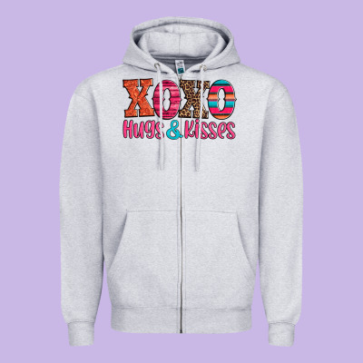 Xoxo Hugs And Kisses Zipper Hoodie Designed By Jasminsmagicworld