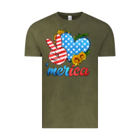 Vintage Olive america with heart Vintage Tee - HRA Design Shop