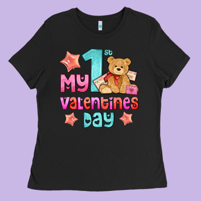 My First Valentines Day Ladies Tee Designed By Adodesignshop