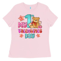 Bubblegum Pink my first valentines day Ladies Tee - AdoDesignShop
