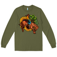 Army Green rodeo cowboy sunflower cactus Long Sleeve Tee - JahusDesignShop