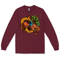 Burgundy rodeo cowboy sunflower cactus Long Sleeve Tee - JahusDesignShop