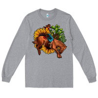 Heather Grey rodeo cowboy sunflower cactus Long Sleeve Tee - JahusDesignShop