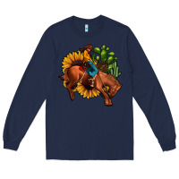 Navy rodeo cowboy sunflower cactus Long Sleeve Tee - JahusDesignShop