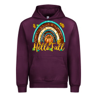 Mauve Wine Hello Fall with Rainbow Urban Hoodie - texasbilliewilder
