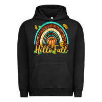 Pigment Black Hello Fall with Rainbow Urban Hoodie - texasbilliewilder