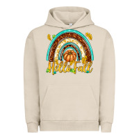 Pigment French Oak Hello Fall with Rainbow Urban Hoodie - texasbilliewilder