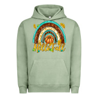 Pigment Oil Green Hello Fall with Rainbow Urban Hoodie - texasbilliewilder