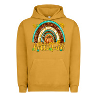 Pigment Peanut Butter Hello Fall with Rainbow Urban Hoodie - texasbilliewilder