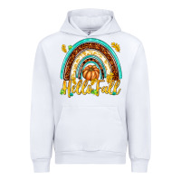 White Hello Fall with Rainbow Urban Hoodie - texasbilliewilder