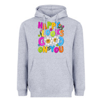 Heather Grey happy looks good on you Heavyweight Hoodie - NancyCooperArtShop