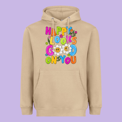 Happy Looks Good On You Heavyweight Hoodie Designed By Nancycooperartshop
