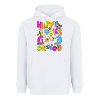 White happy looks good on you Heavyweight Hoodie - NancyCooperArtShop