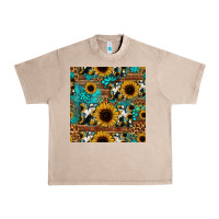 French Oak sunflower cowhide mom seamless pattern Urban Heavy Tee - HRA Design Shop