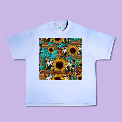 Sunflower Cowhide Mom Seamless Pattern Urban Heavy Tee Designed By Hra Design Shop