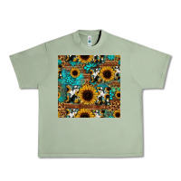 Oil Green sunflower cowhide mom seamless pattern Urban Heavy Tee - HRA Design Shop