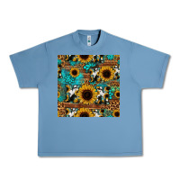 Pebble Blue sunflower cowhide mom seamless pattern Urban Heavy Tee - HRA Design Shop