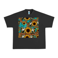Pigment Black sunflower cowhide mom seamless pattern Urban Heavy Tee - HRA Design Shop