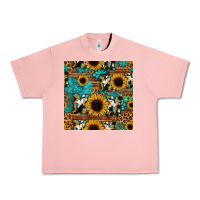 Salmon sunflower cowhide mom seamless pattern Urban Heavy Tee - HRA Design Shop