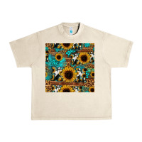 Sandshell sunflower cowhide mom seamless pattern Urban Heavy Tee - HRA Design Shop