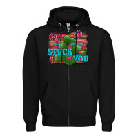 Black stuck on you heart cactus serape leopard background Zipper Hoodie - Jasminsmagicworld