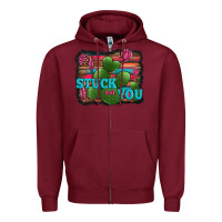 Burgundy stuck on you heart cactus serape leopard background Zipper Hoodie - Jasminsmagicworld