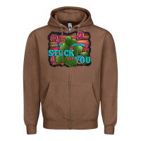 Chestnut stuck on you heart cactus serape leopard background Zipper Hoodie - Jasminsmagicworld