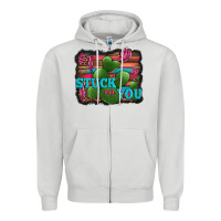 Dove Grey stuck on you heart cactus serape leopard background Zipper Hoodie - Jasminsmagicworld