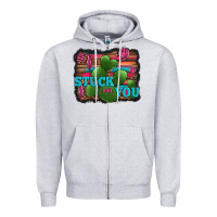 Heather Grey stuck on you heart cactus serape leopard background Zipper Hoodie - Jasminsmagicworld
