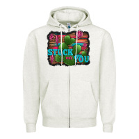 Oatmeal Heather stuck on you heart cactus serape leopard background Zipper Hoodie - Jasminsmagicworld