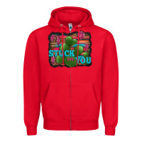 Red stuck on you heart cactus serape leopard background Zipper Hoodie - Jasminsmagicworld