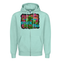Seafoam stuck on you heart cactus serape leopard background Zipper Hoodie - Jasminsmagicworld