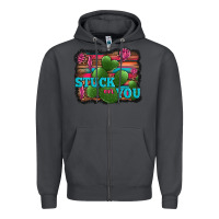 Smoke stuck on you heart cactus serape leopard background Zipper Hoodie - Jasminsmagicworld