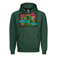 Sports Green stuck on you heart cactus serape leopard background Zipper Hoodie - Jasminsmagicworld