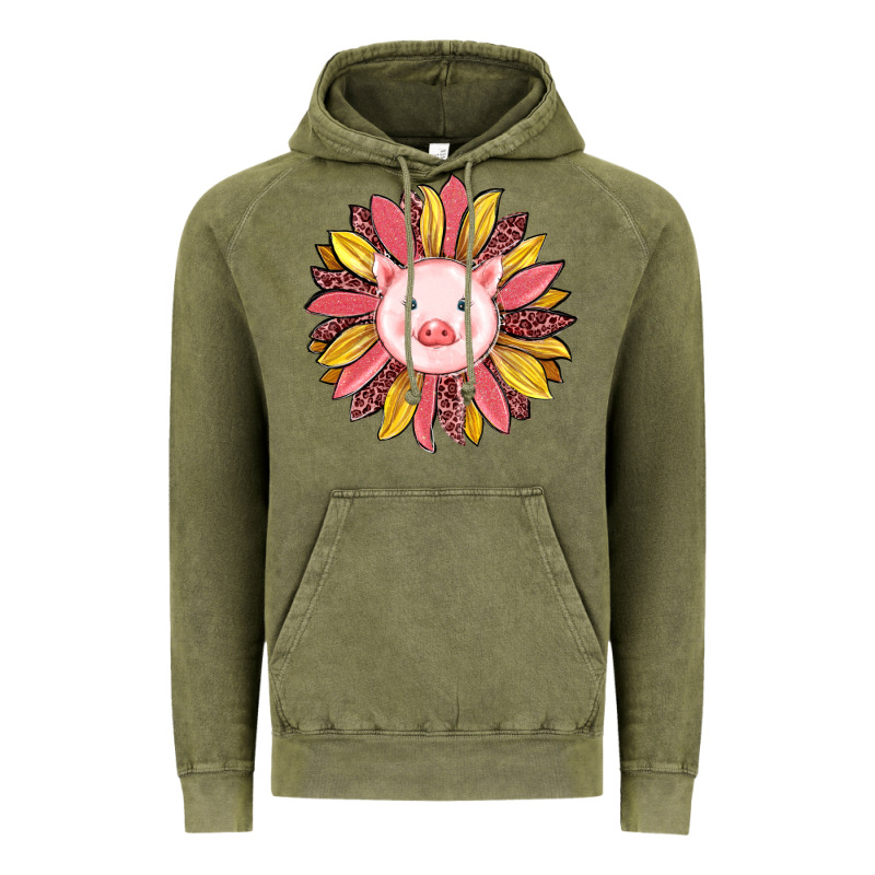 Pig Sunflower Vintage Hoodie by RanaPortraitStore | Teevron