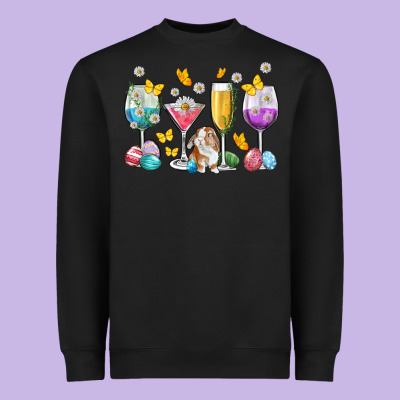 Easter Wine Glasses Easter Day Heavyweight Sweatshirt Designed By Neo Western