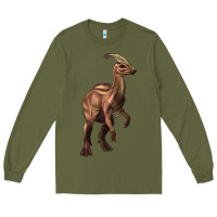 Army Green parasaurolophus Long Sleeve Tee - Artiststas