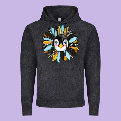 Penguin Sunflower Vintage Hoodie Designed By Ranaportraitstore