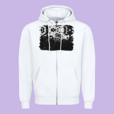 Cowhide Background Zipper Hoodie Designed By Barkaloodesign