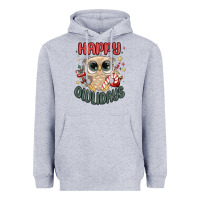 Heather Grey happy owlidays Heavyweight Hoodie - MaliasSmallBusiness