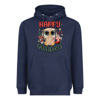 Navy happy owlidays Heavyweight Hoodie - MaliasSmallBusiness