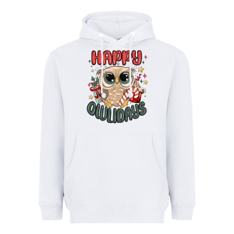 Happy Owlidays Heavyweight Hoodie by MaliasSmallBusiness | Teevron