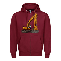 Burgundy excavator Zipper Hoodie - LillyAllenDesigns