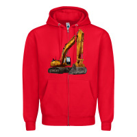 Red excavator Zipper Hoodie - LillyAllenDesigns